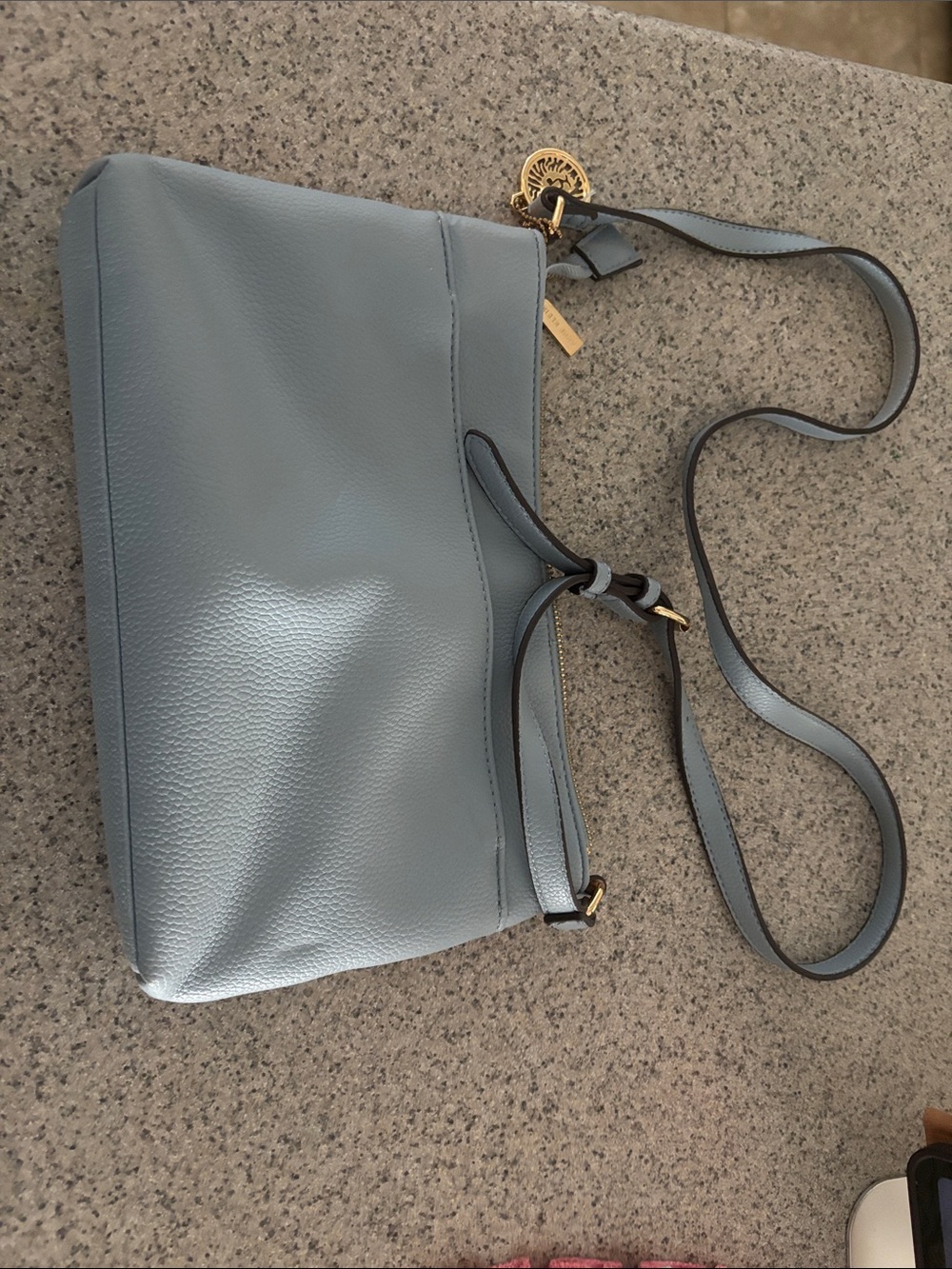 Anne Klein Light Blue Leather Crossbody Bag